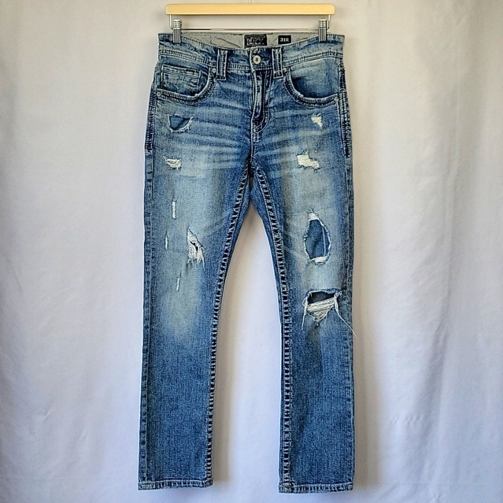 Buckle Men’s Straight Jeans Distressed Light Blue k418